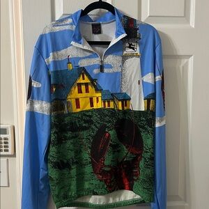 Giordana White and Cream Graphic Top Vintage